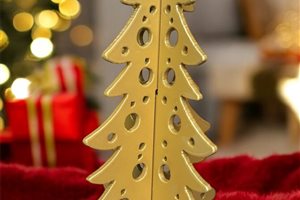 Décoration de table de Noël sapin en fer découpé doré Aveyron, Pourquié